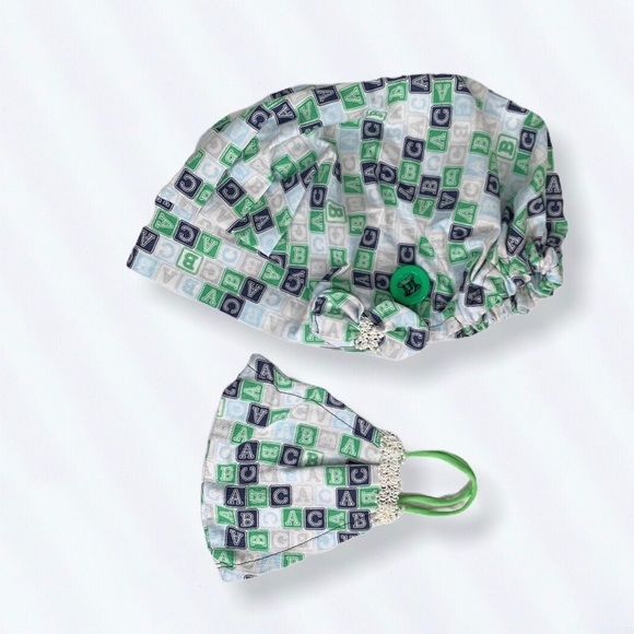 Women's cotton hat combined with Face masks Green - Picture 3 of 6